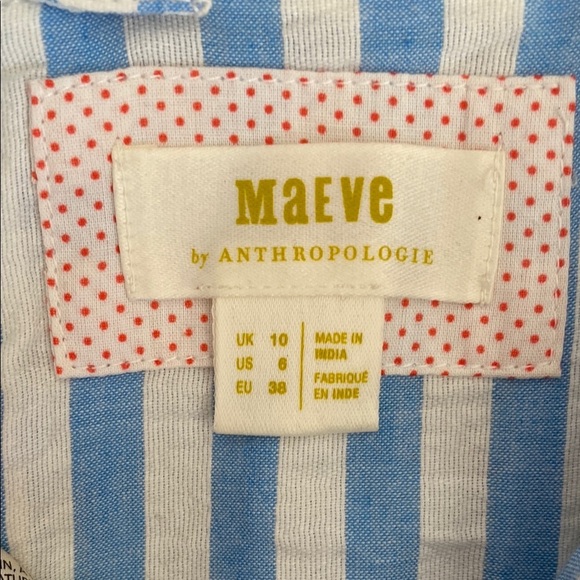 Maeve Striped Blue and White Crop Top with Strawberry Print - Picture 5 of 5